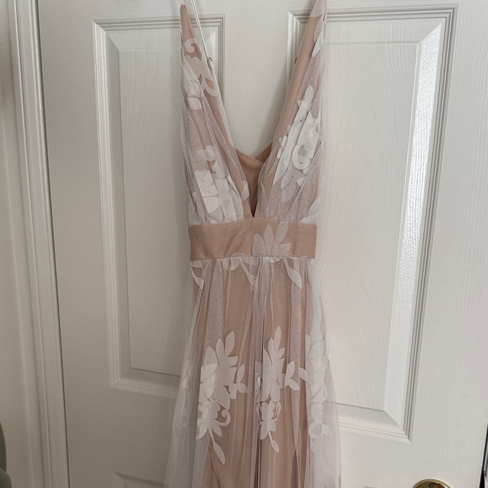 Vici Backless Dress with White Floral Design